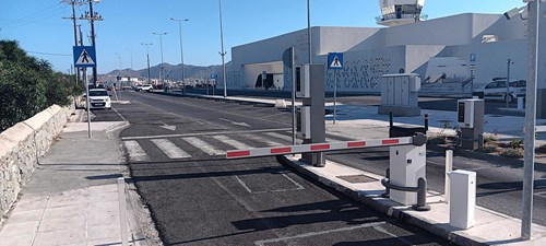 Mykonos Airport Parking Area Entrance Sunny Perspective
