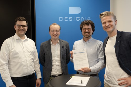 Designa Peuka partnership From left to right: Christian Grzona (CDO, Designa), Malte Wussow (Founder & CEO, Peuka), Florian Leiber (CTO, Designa), Christopher Gruber (Founder & CEO, Peuka).