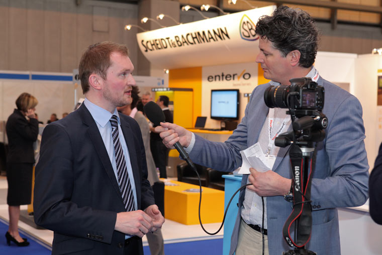 Mark Pegler being interviewed by Parking Network at Parkex 2013