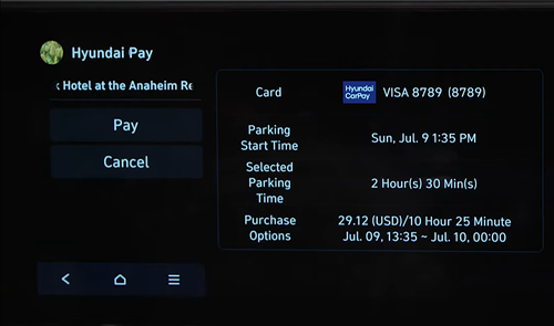 Hyundai Pay with Parkopedia inside a 2024 Hyundai Kona