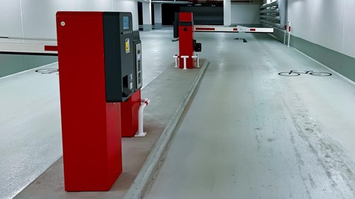 Parking ticket machine in an underground car park Parking ticket machine