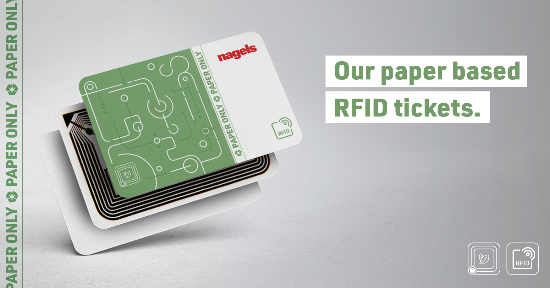 Our new RFID Tickets are completely made of paper, avoiding PET material usage and combining environmental consciousness.