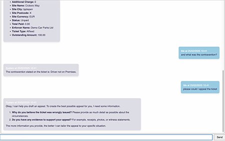 AI empowered ChatBot Chat screenshot.